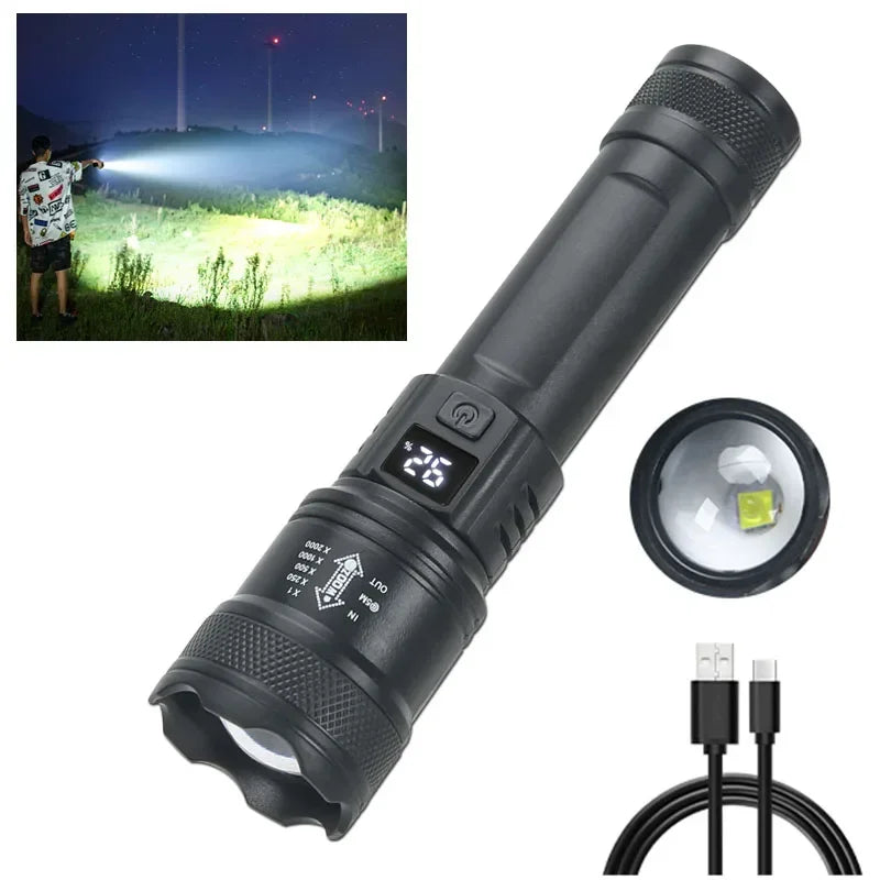 2000LM Tactical LED Flashlight with Display
