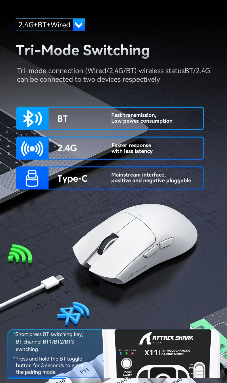 Attack Shark X11 Bluetooth RGB Gaming Mouse