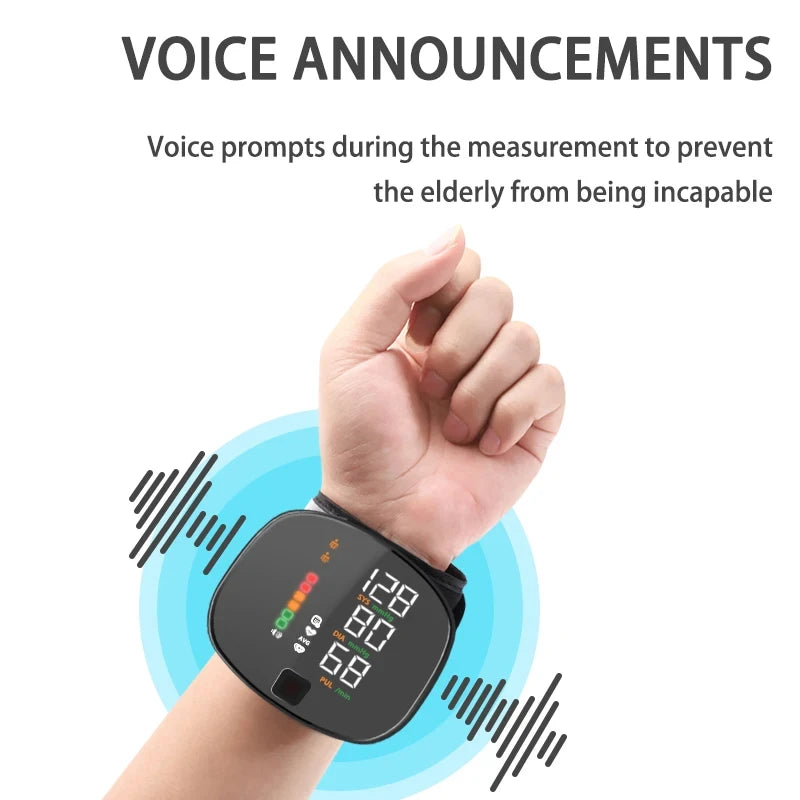 Rechargeable Wrist Blood Pressure Monitor Voice