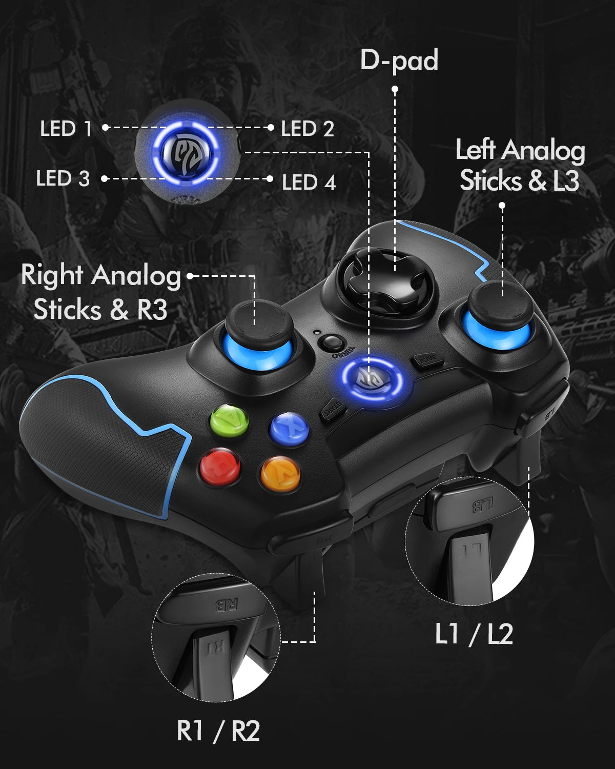 2.4G Wireless Gamepad Controller for PC