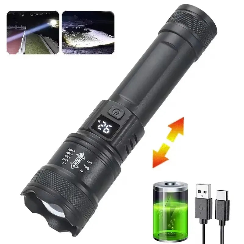 1600000LM Long Range Rechargeable Flashlight Torch