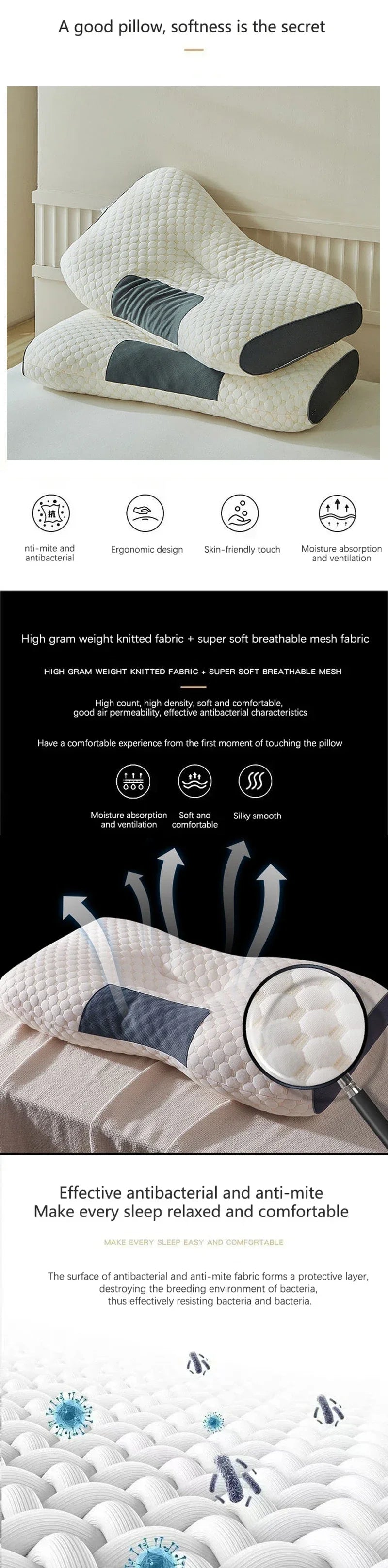 Orthopedic Cervical Neck Pillow for Massage