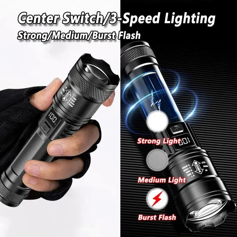 2000LM Tactical LED Flashlight with Display
