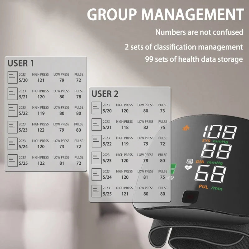 Rechargeable Wrist Blood Pressure Monitor Voice
