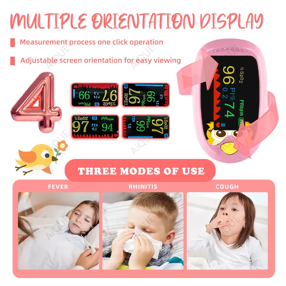 AiQUE Cartoon Finger Pulse Oximeter for Kids