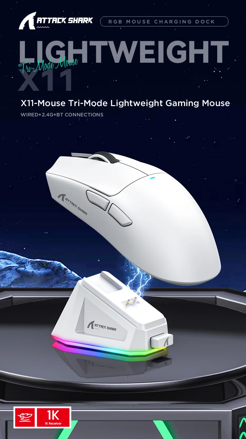 Attack Shark X11 Bluetooth RGB Gaming Mouse