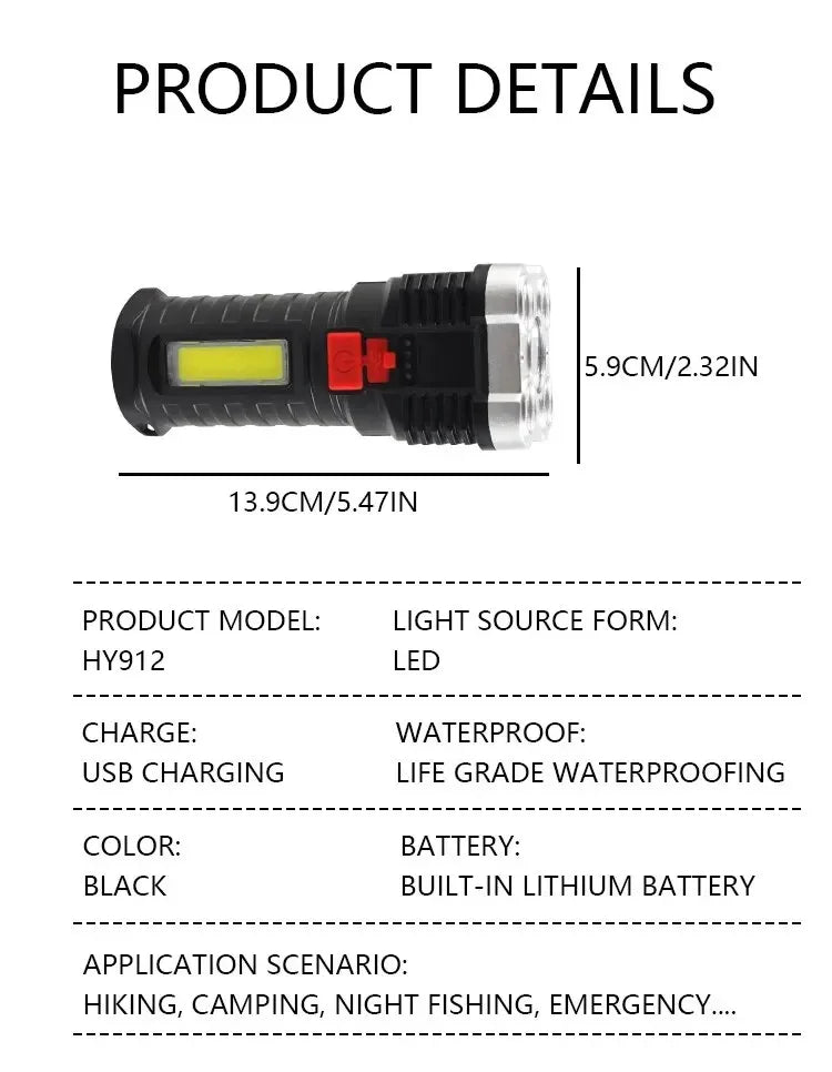 5LED High Power Camping Spotlight Rechargeable