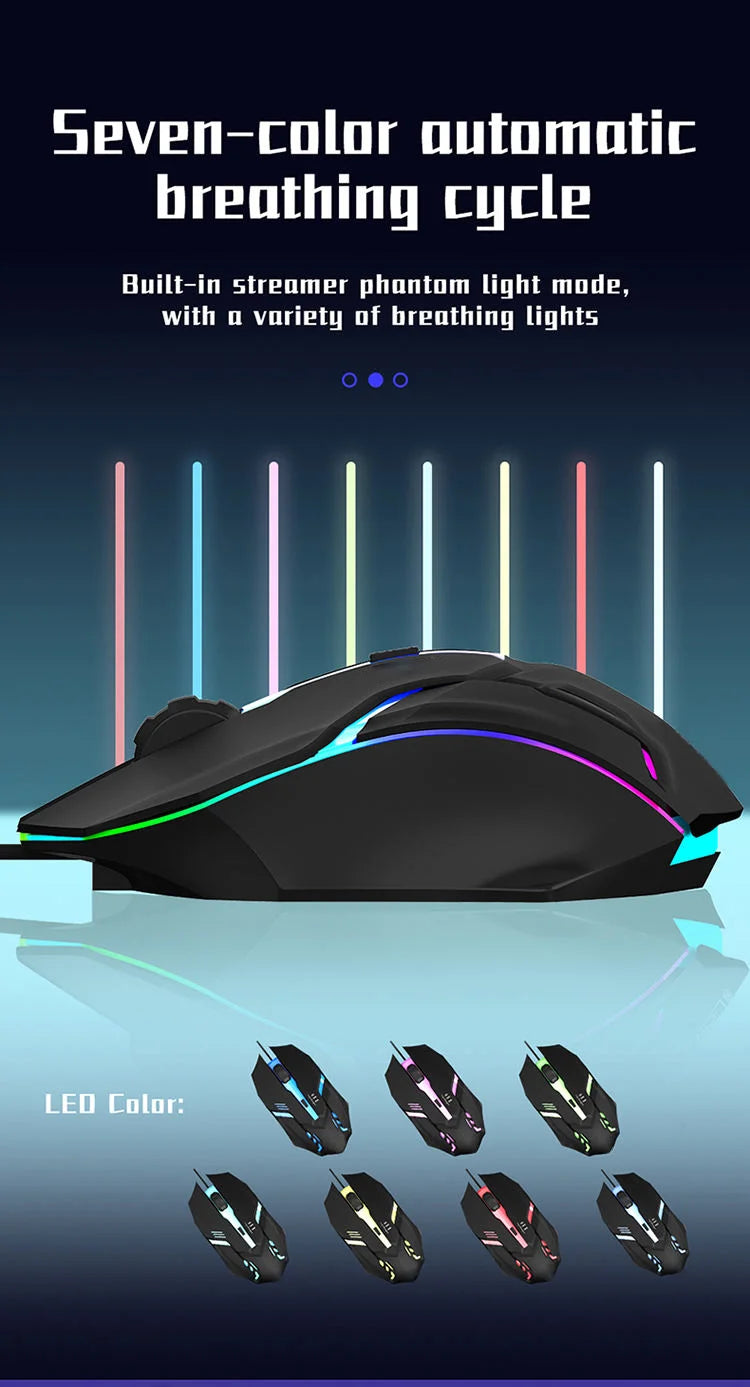 Ergonomic RGB Gaming Mouse USB Wired