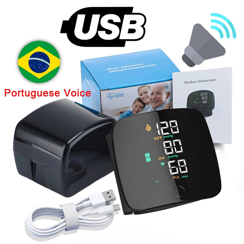 Rechargeable Wrist Blood Pressure Monitor Voice