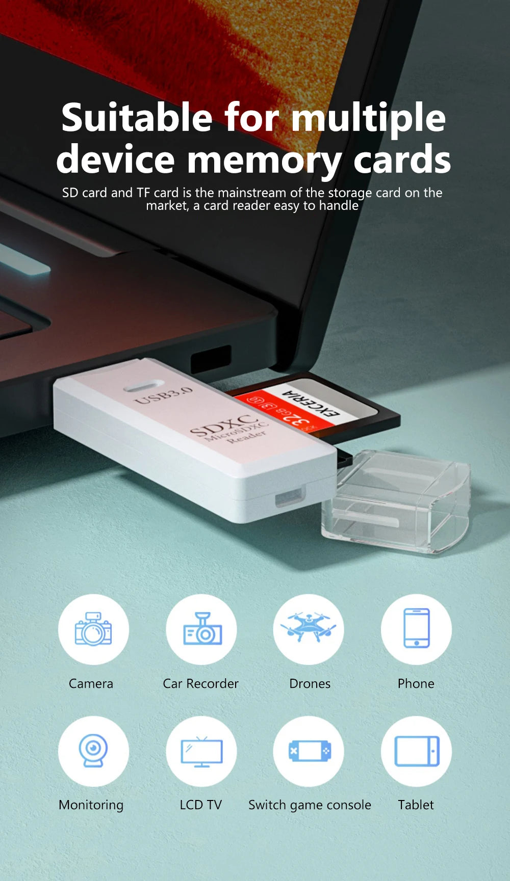 USB 3.0 Micro TF SD Card Reader