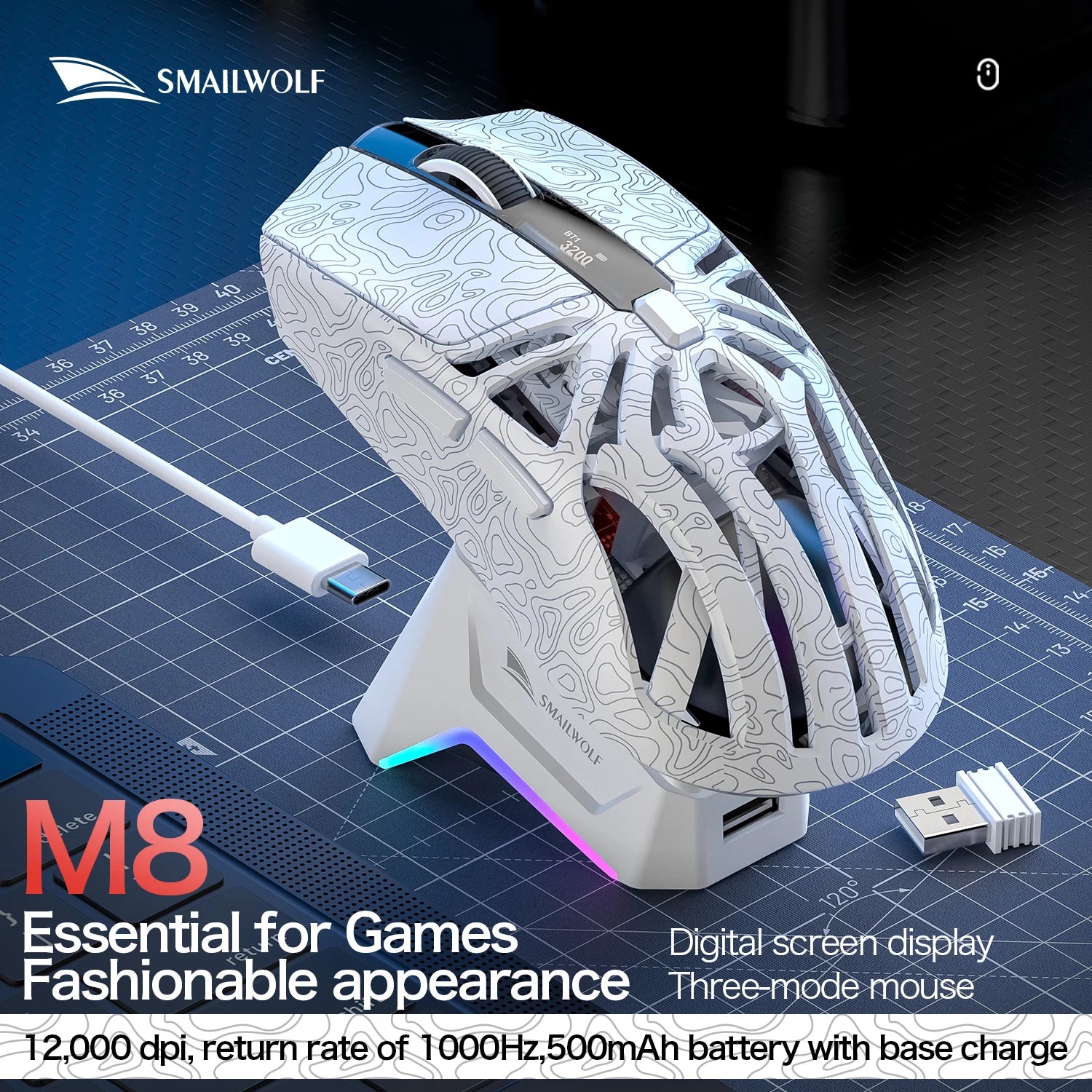 SMAILWOLF RS8 Bluetooth Gaming Mouse Three Mode