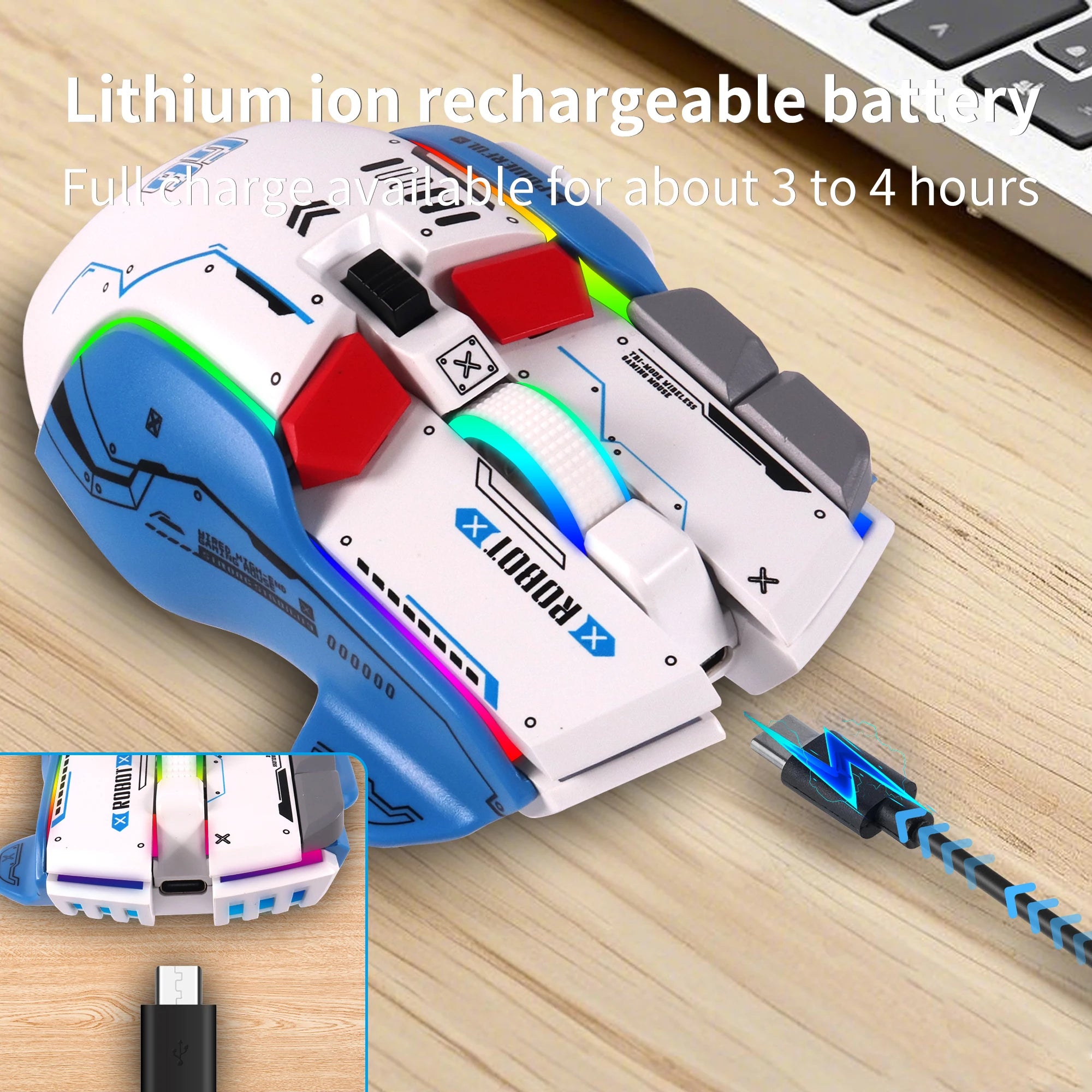Tri-Mode RGB Rechargeable Wireless Gaming Mouse