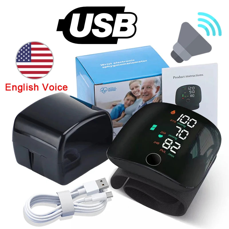 Rechargeable Wrist Blood Pressure Monitor Voice
