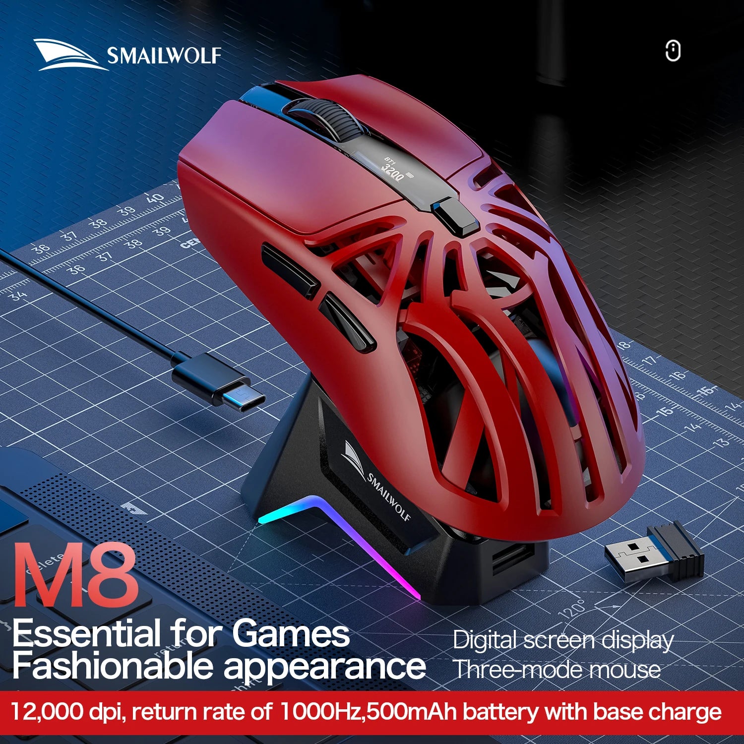SMAILWOLF RS8 Bluetooth Gaming Mouse Three Mode