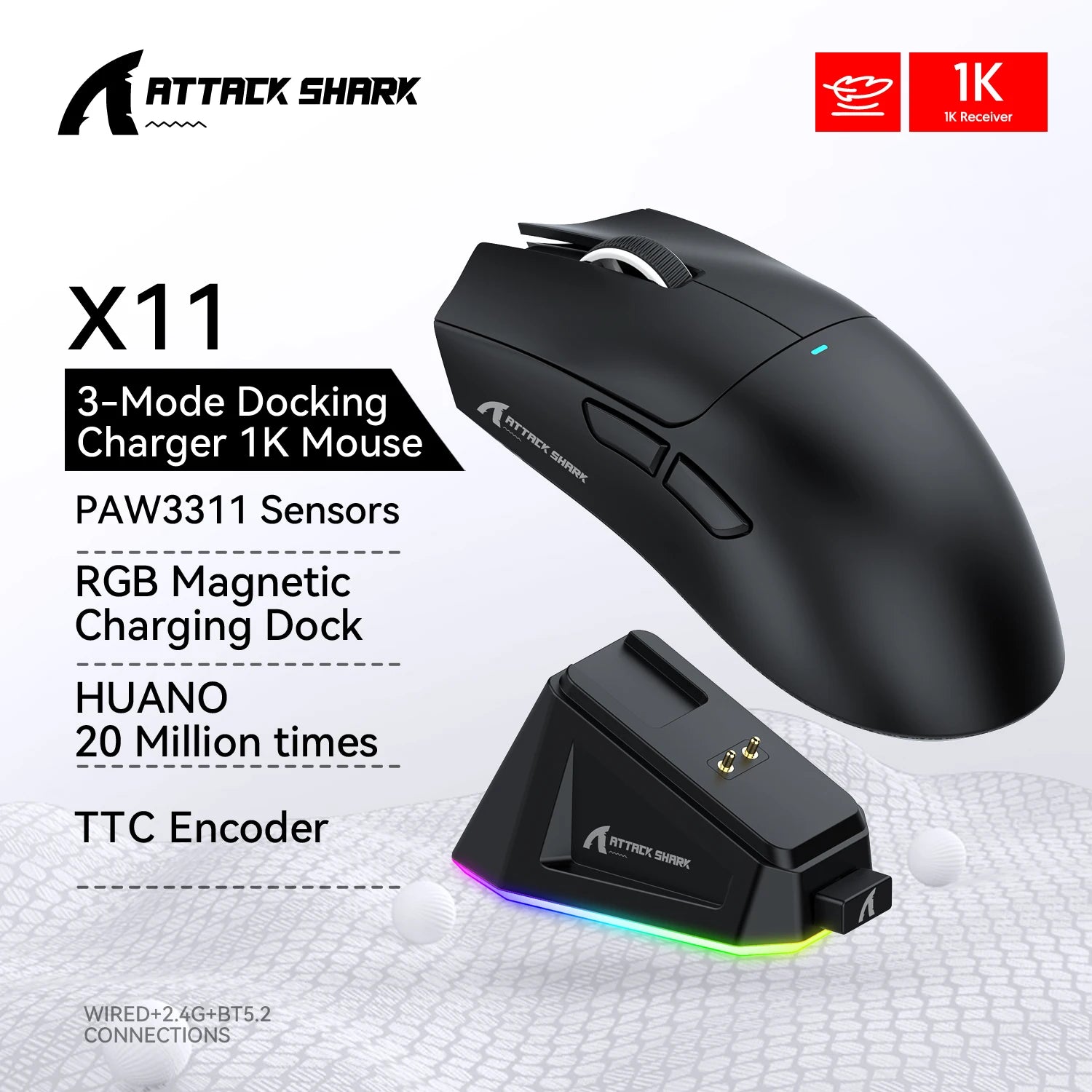 Attack Shark X11 Bluetooth RGB Gaming Mouse