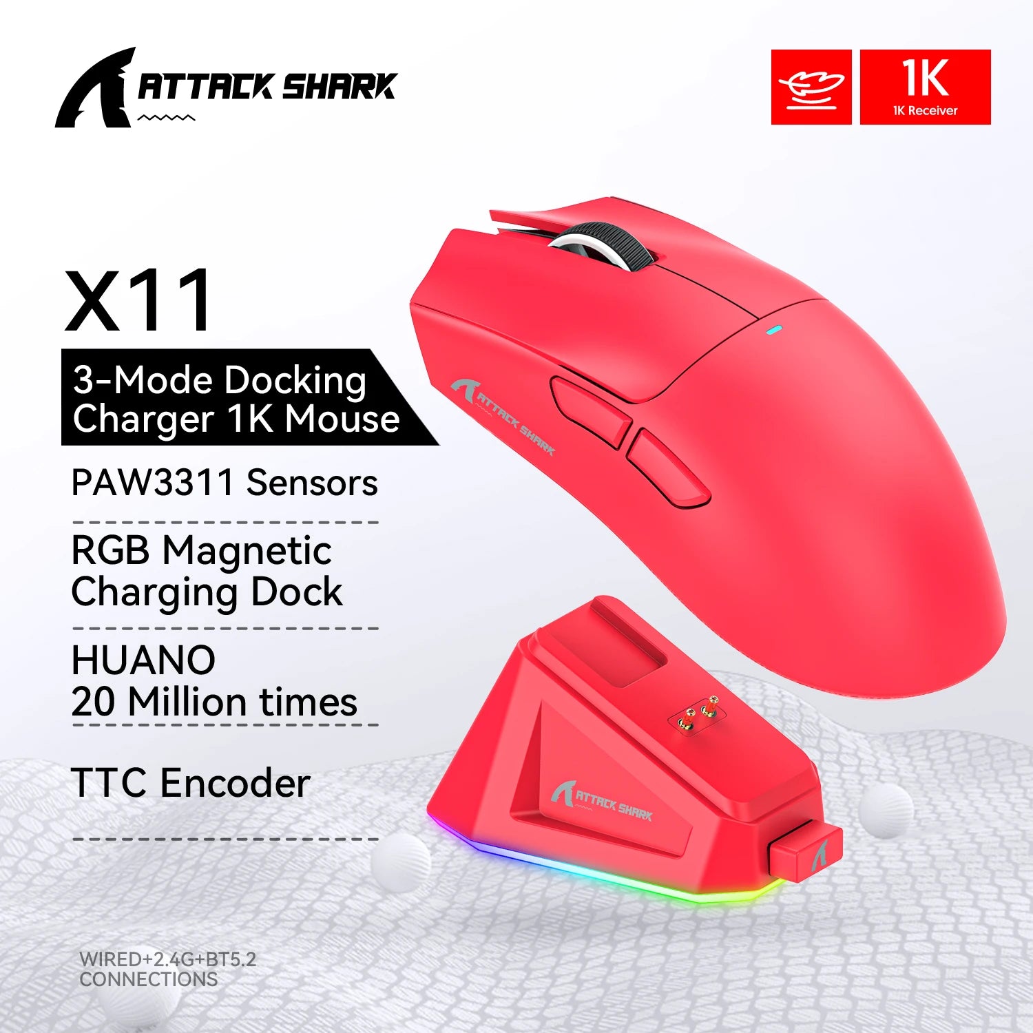 Attack Shark X11 Bluetooth RGB Gaming Mouse
