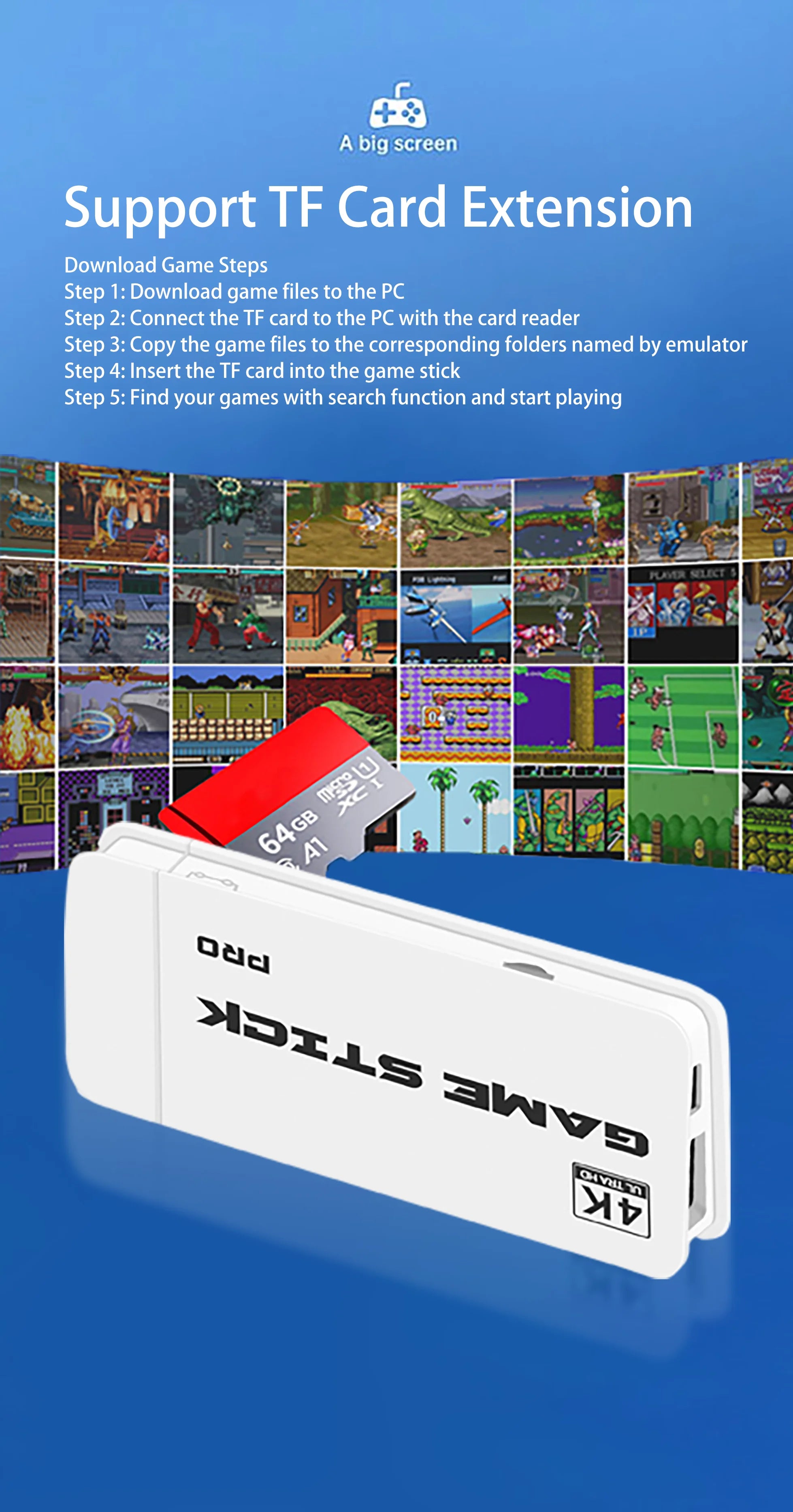 4K TV Game Stick 50000 Retro Games