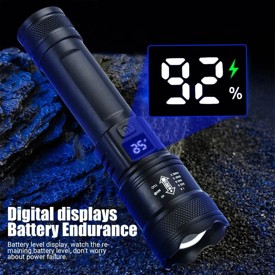 2000LM Tactical LED Flashlight with Display