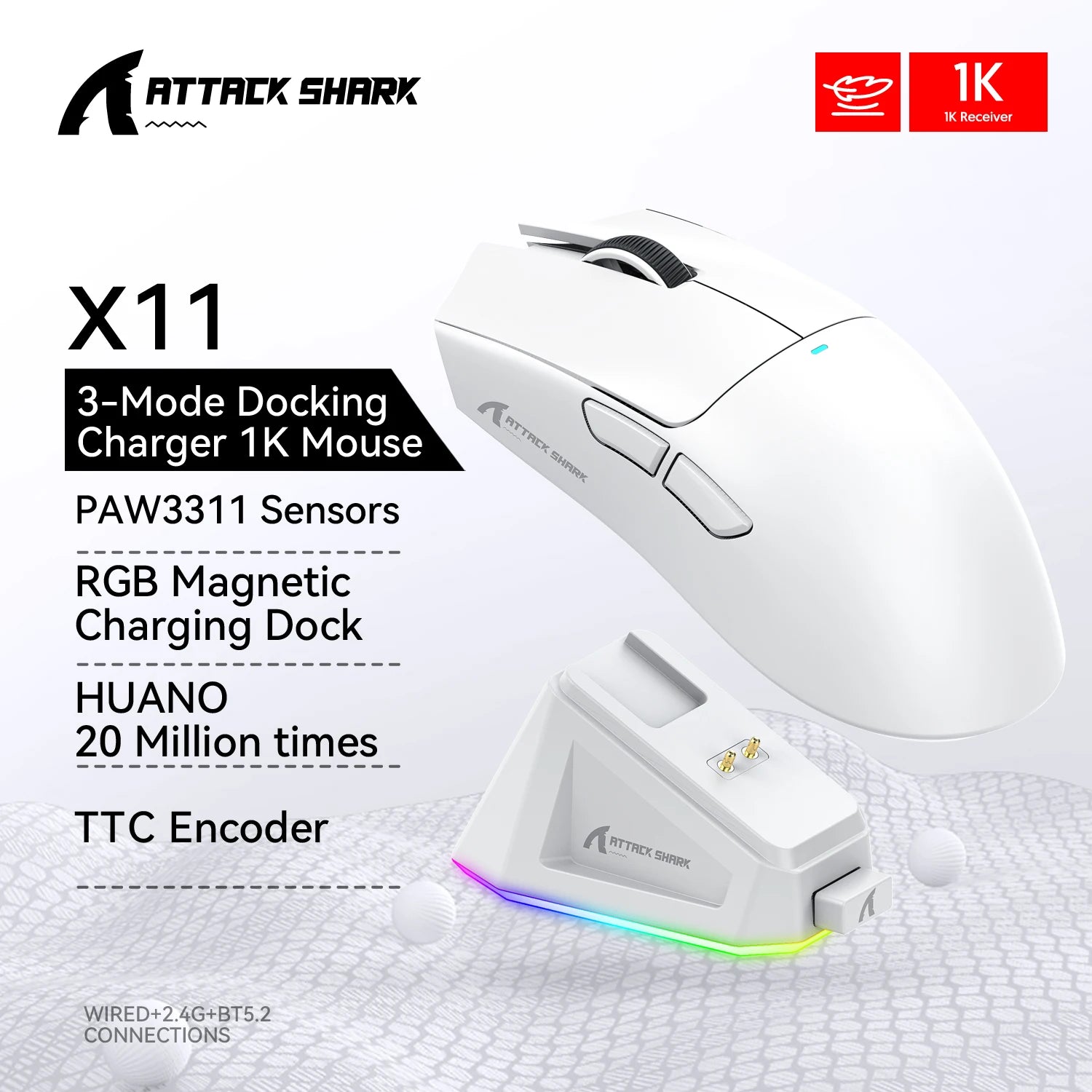 Attack Shark X11 Bluetooth RGB Gaming Mouse