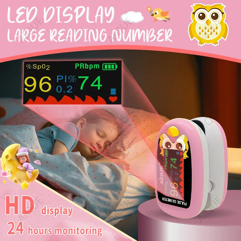 AiQUE Cartoon Finger Pulse Oximeter for Kids