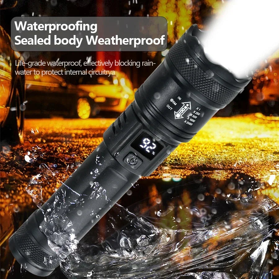 2000LM Tactical LED Flashlight with Display