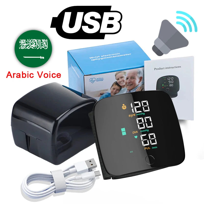 Rechargeable Wrist Blood Pressure Monitor Voice