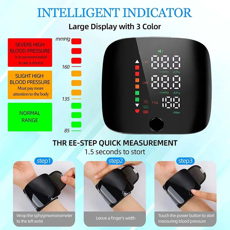 Rechargeable Wrist Blood Pressure Monitor Voice
