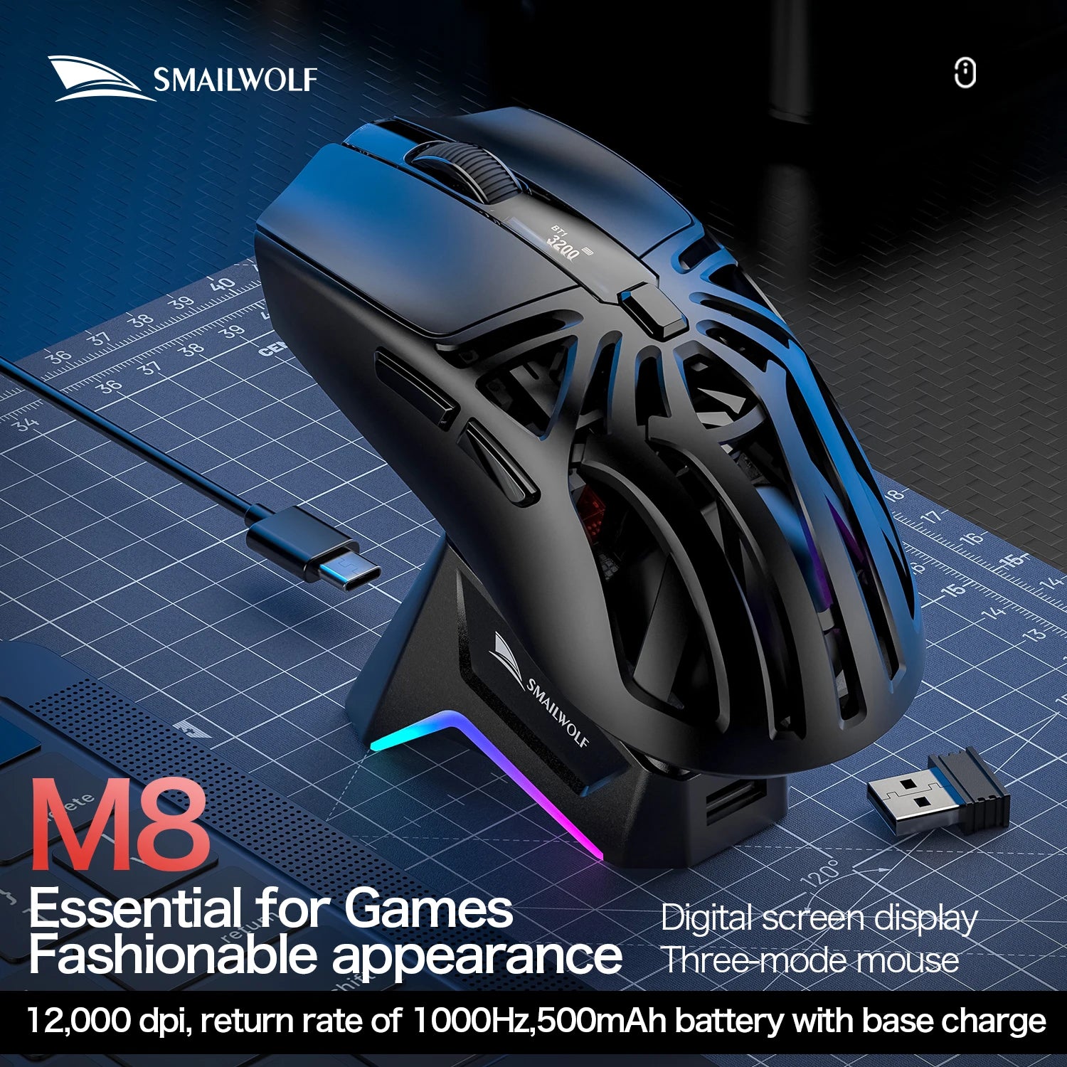 SMAILWOLF RS8 Bluetooth Gaming Mouse Three Mode