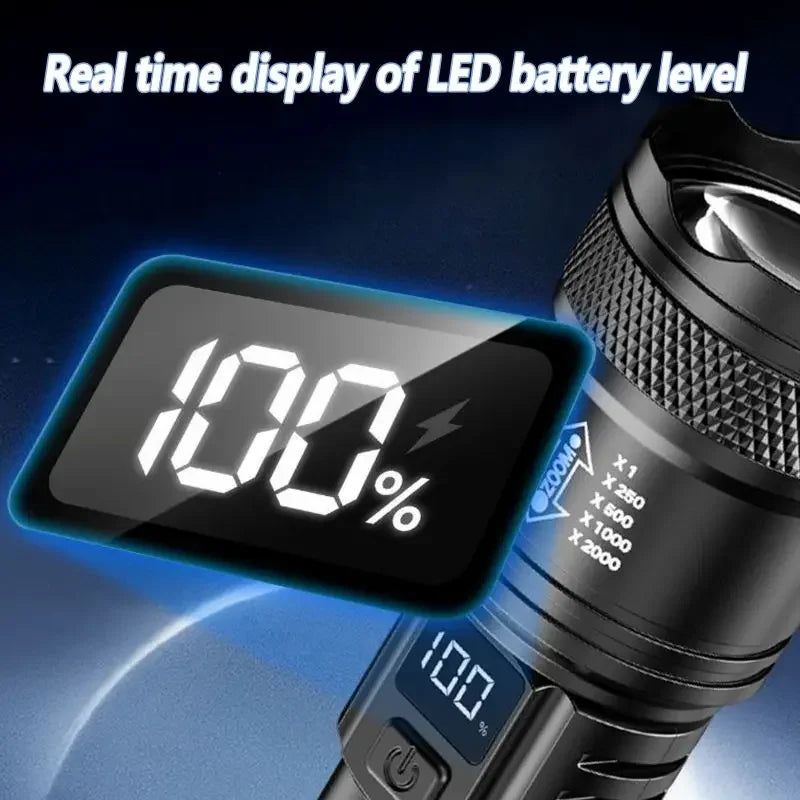 2000LM Tactical LED Flashlight with Display