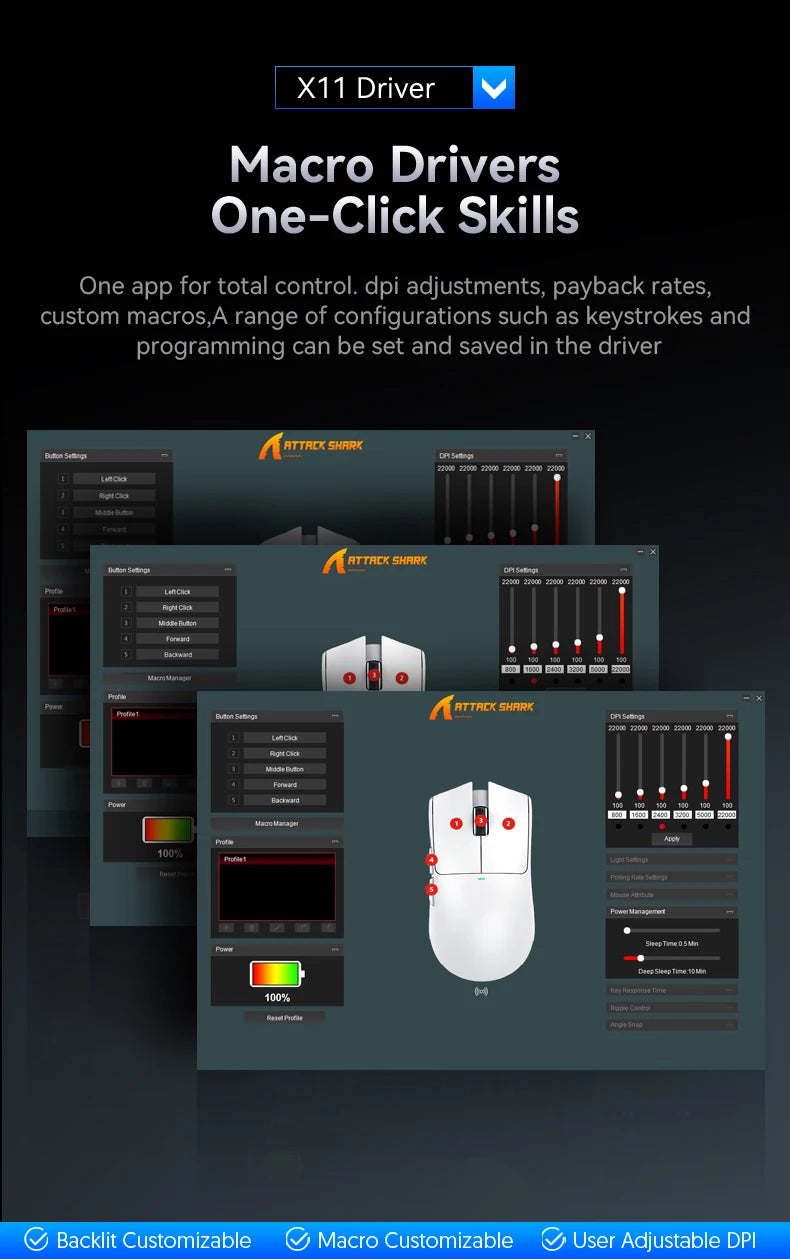 Attack Shark X11 Bluetooth RGB Gaming Mouse