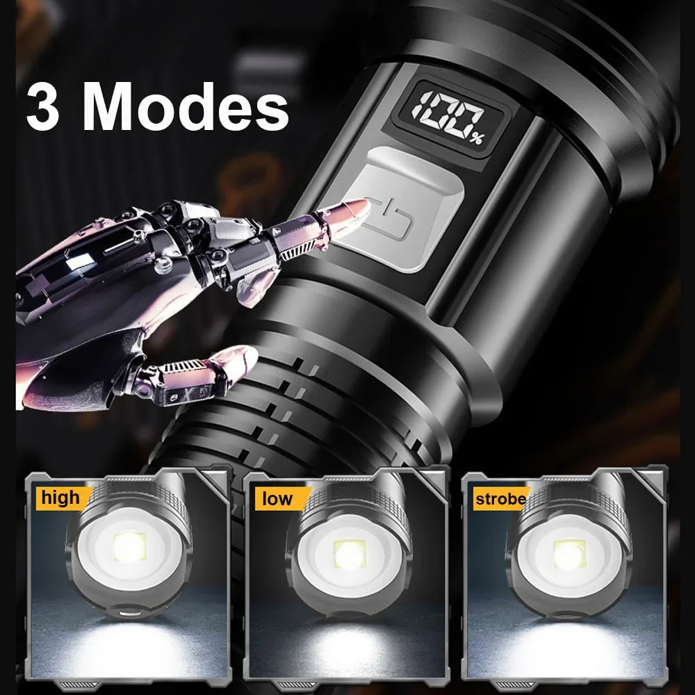 1600000LM Long Range Rechargeable Flashlight Torch