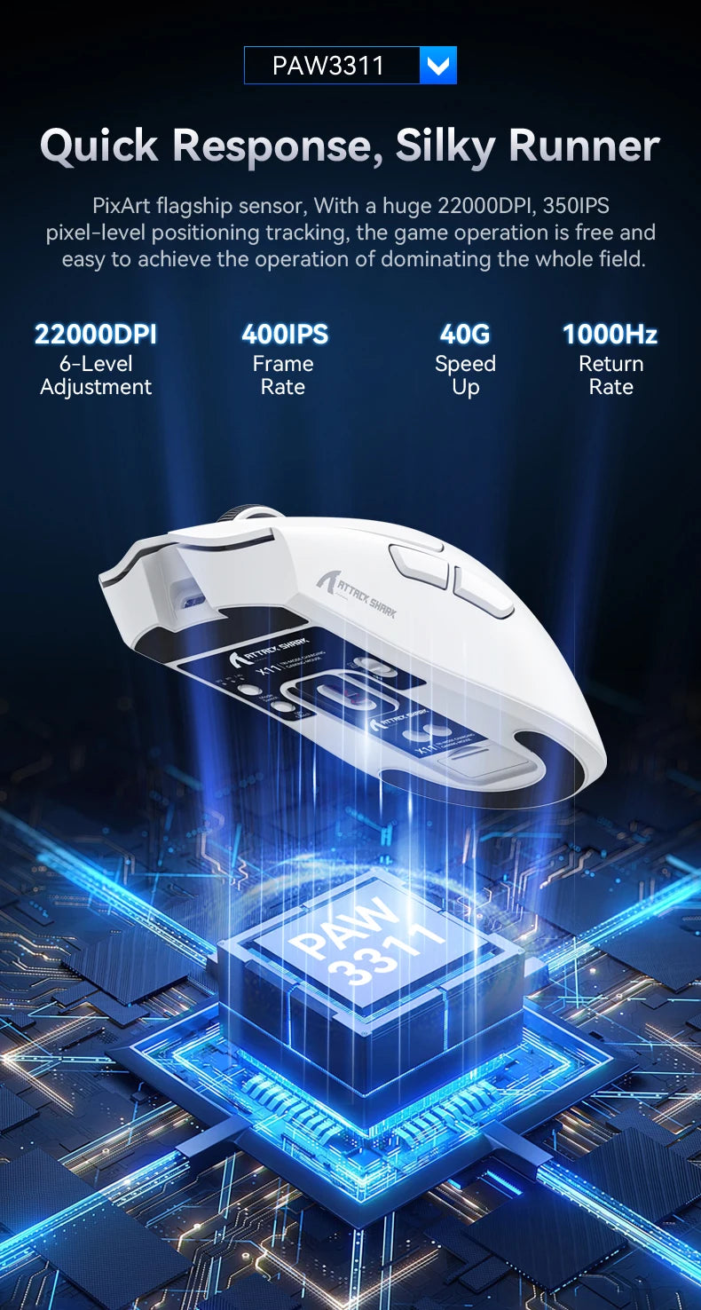 Attack Shark X11 Bluetooth RGB Gaming Mouse