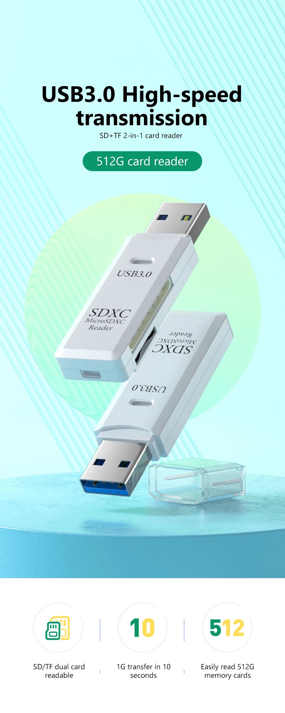 USB 3.0 Micro TF SD Card Reader
