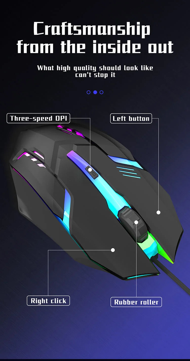Ergonomic RGB Gaming Mouse USB Wired